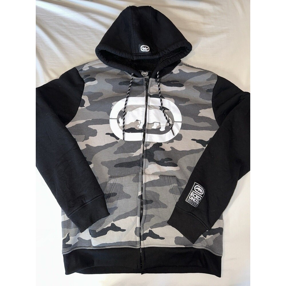 Ecko Unltd. Hoodie Men’s Medium White Camoflauge Pullover Sweatshirt Long Sleeve